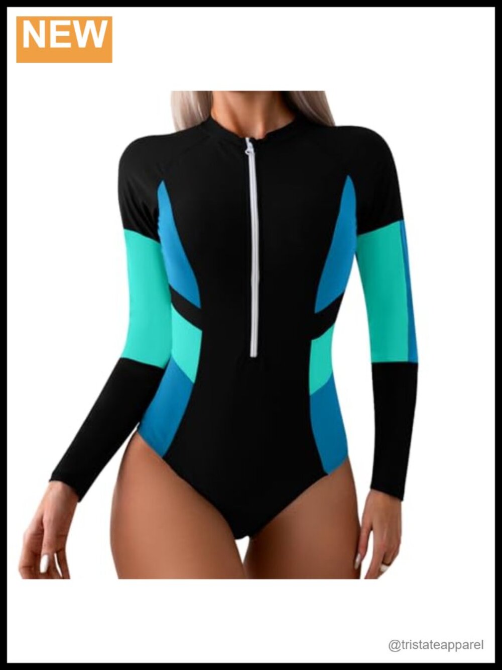 Women's Long Sleeve Rash Guard One Piece Swimsuit Zip UPF 50+ Modest Surf